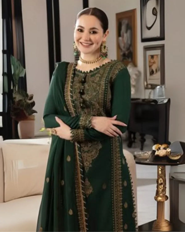 Asim Jofa Winters | Premium Dhanak 3-Piece with Embroidered Shawl