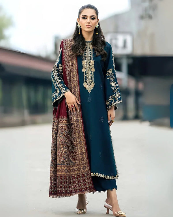 Hussain Rehar Winters | Dhanak 3-Piece with Pashmina Wool Shawl