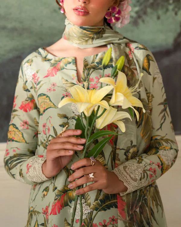 Jazmin Winters | Printed Soft Khaddar 3-Piece with Khaddar Shawl