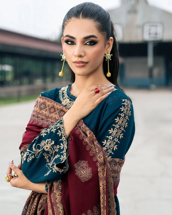 Hussain Rehar Winters | Dhanak 3-Piece with Pashmina Wool Shawl