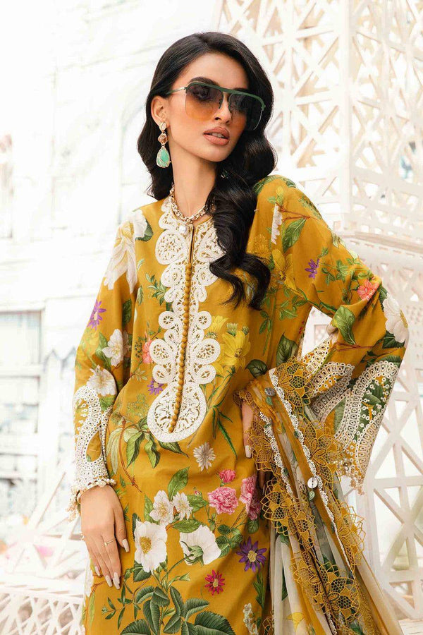 Maria B Luxury Lawn 2025 | 3-Piece Embroidered Suit with Printed Lawn Dupatta