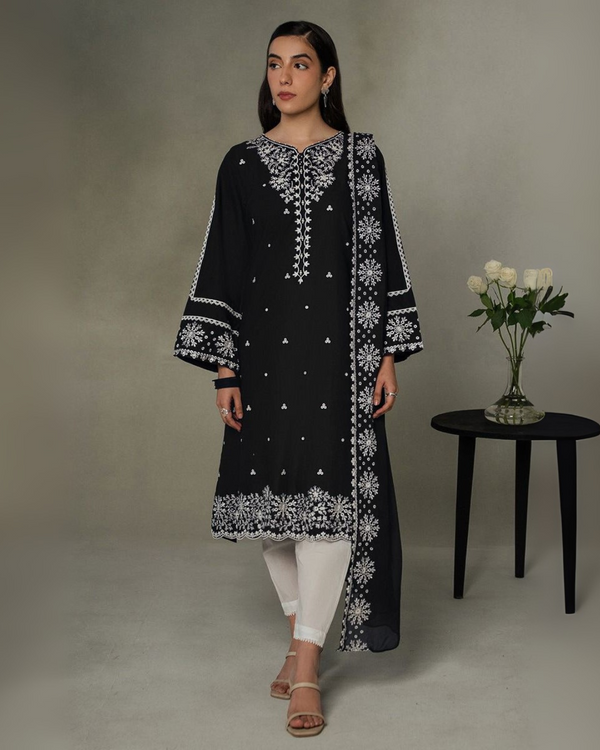 Bareeze Winters 2025 | Dhanak 3-Piece with Heavy Embroidered Shawl