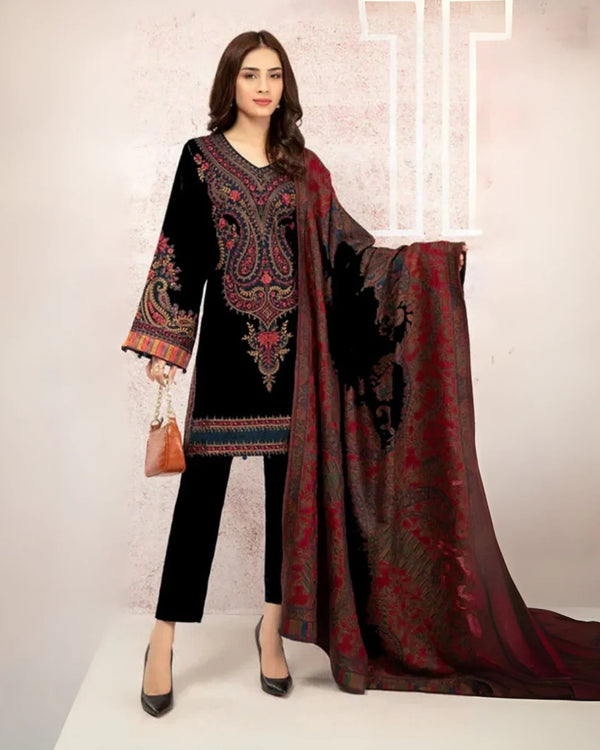 Maria B Luxury Lawn 2025 | 3-Piece Embroidered Suit with Diamond Printed Dupatta