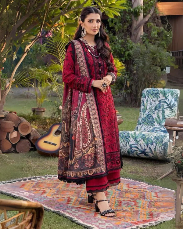 Asim Jofa Luxury Lawn 2025 | 3-Piece Embroidered Suit with Printed Dupatta