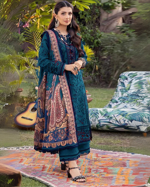 Asim Jofa Luxury Lawn 2025 | 3-Piece Embroidered Suit with Printed Dupatta