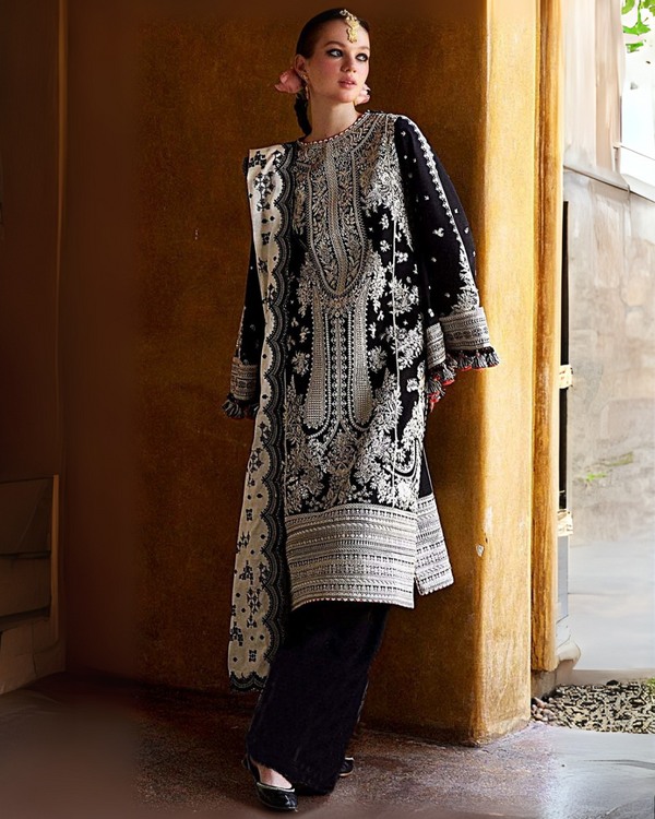 Winter 2K25 – Hussain Rehar Inspired Dhanak Embroidered 3-Piece Suit