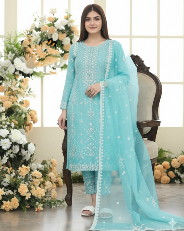 Sapphire Winter Collection | Dhanak with Embroidered Shawl