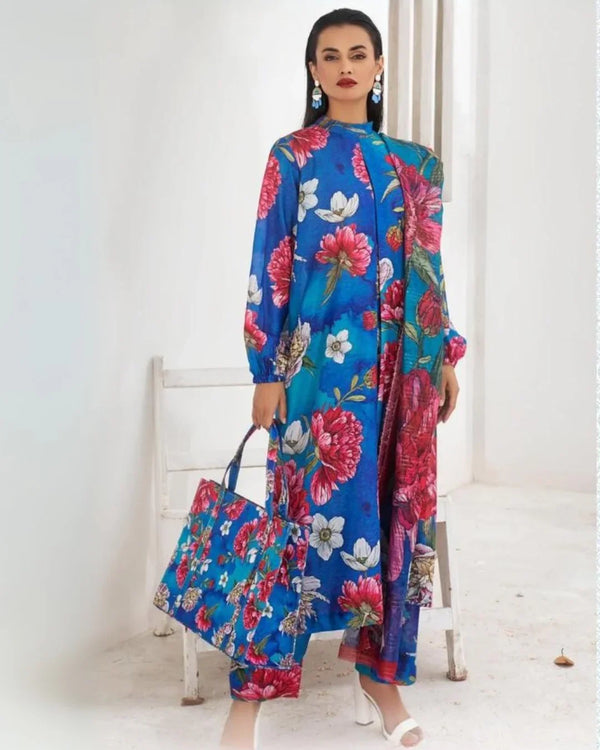 Ethnic Luxury Lawn Printed Suit | 3-Piece Unstitched Summer Collection 2025
