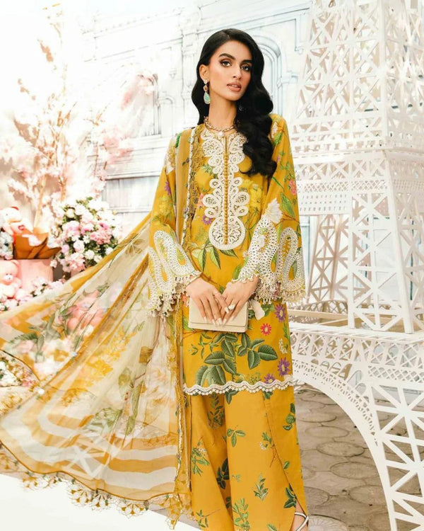Maria B Luxury Lawn 2025 | 3-Piece Embroidered Suit with Printed Lawn Dupatta