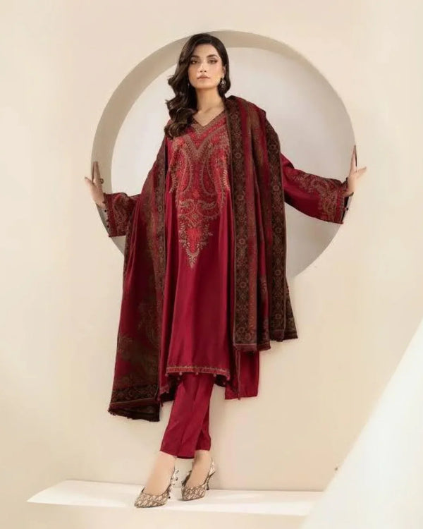 Maria B Luxury Lawn 2025 | 3-Piece Embroidered Suit with Diamond Printed Dupatta