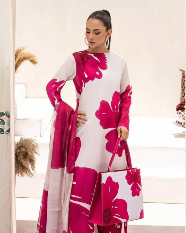 Ethnic Luxury Lawn Printed Suit | 3-Piece Unstitched Summer Collection 2025