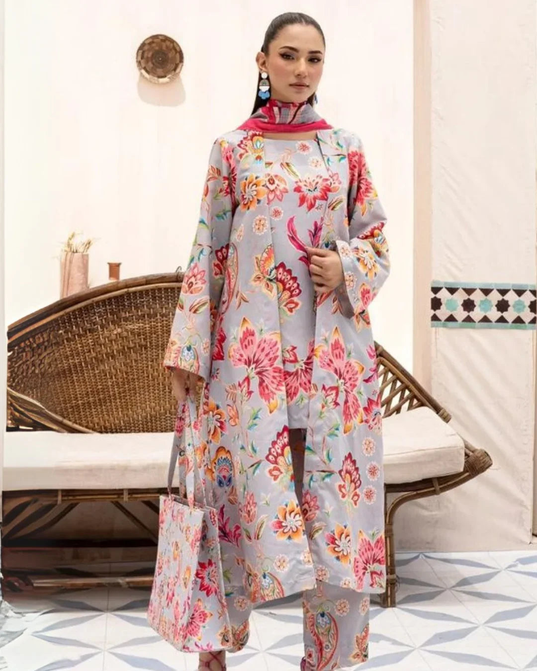 Ethnic Luxury Lawn Printed Suit | 3-Piece Unstitched Summer Collection 2025